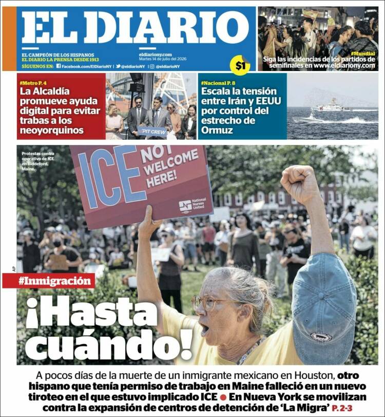 Portada de El Diario NY (USA)