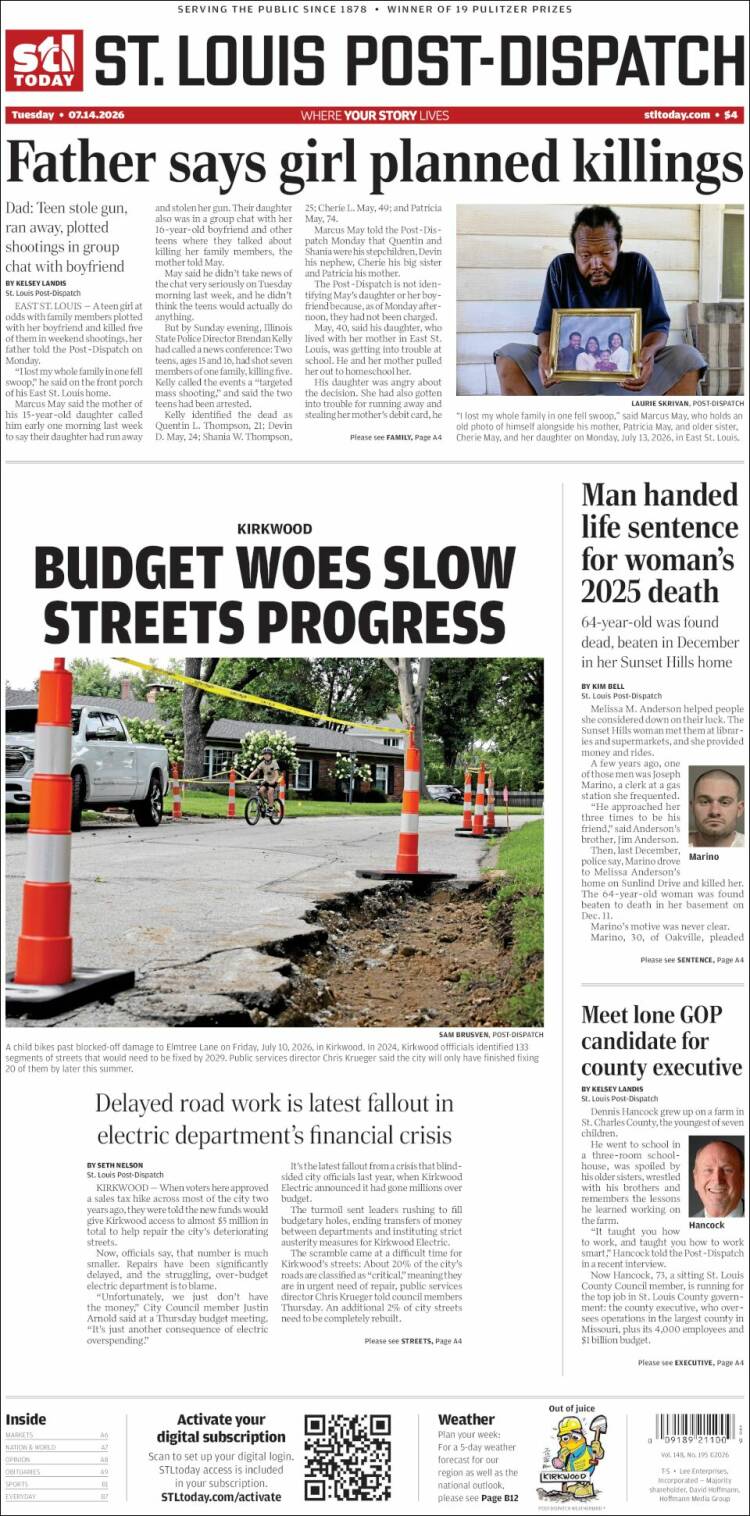 Portada de St. Louis Post-Dispatch (USA)