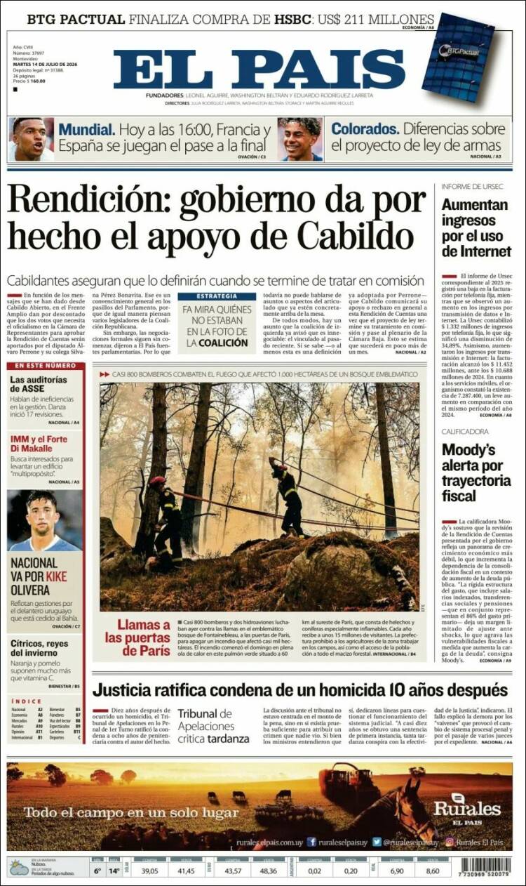 Portada de El País (Uruguay)