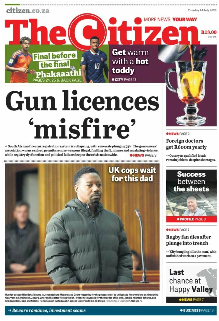 Portada de The Citizen (Sud&aacute;frica)