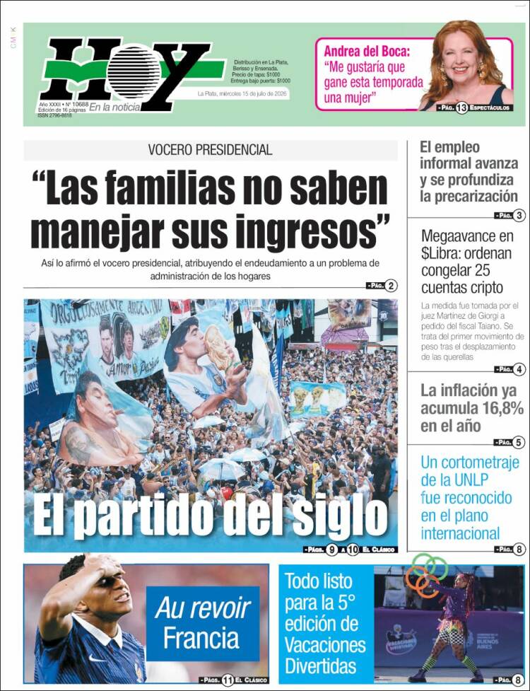 Portada de Diario Hoy (Argentina)