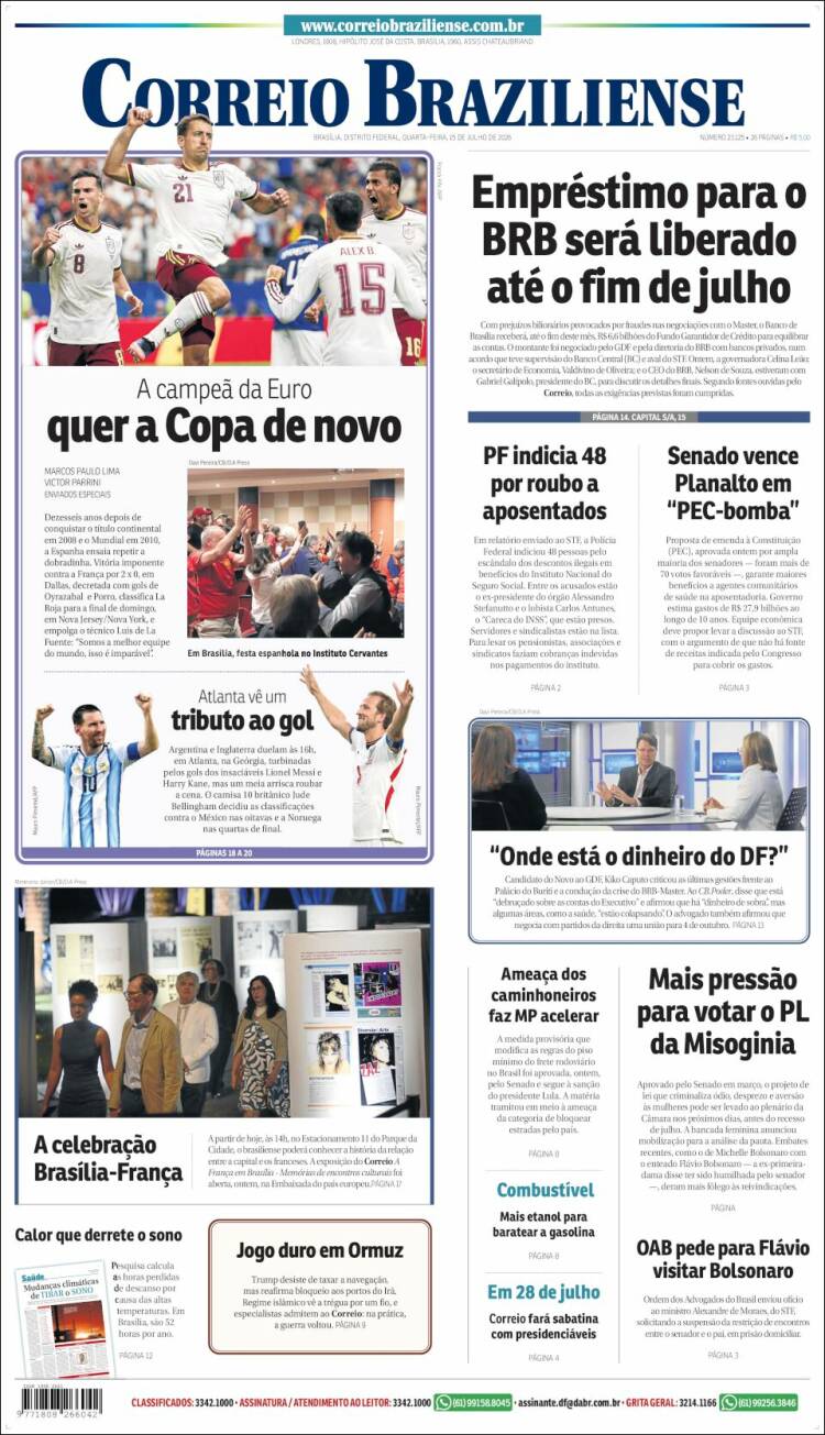 Portada de Correio Braziliense (Brasil)