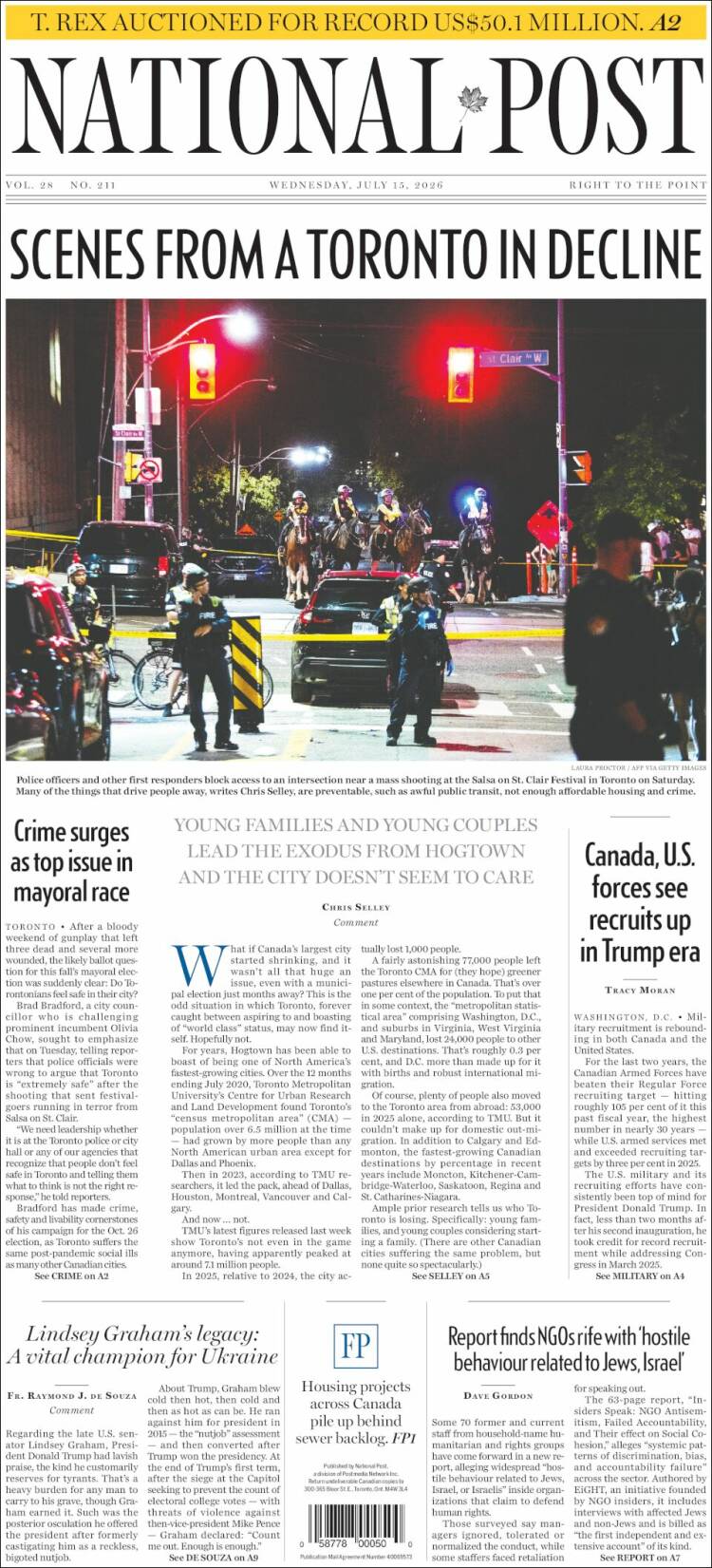 Portada de The National Post (Canad&aacute;)