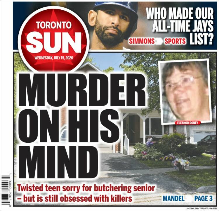Portada de The Toronto Sun (Canad&aacute;)