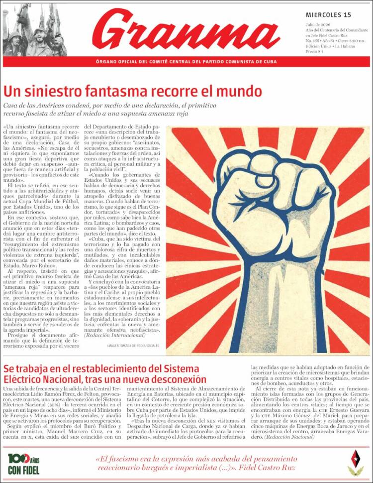 Portada de Granma (Cuba)
