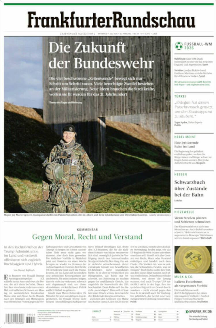 Portada de Frankfurter Rundschau (Alemania)