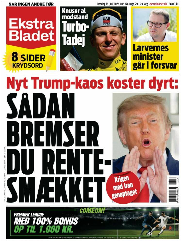 Portada de Ekstra Bladet (Dinamarca)