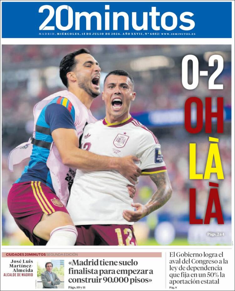 Portada de 20 Minutos - Madrid (Espa&ntilde;a)