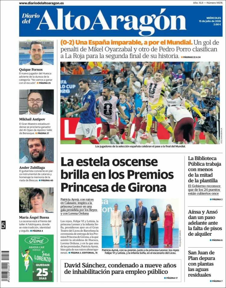 Portada de Diario del AltoAragón (Espa&ntilde;a)