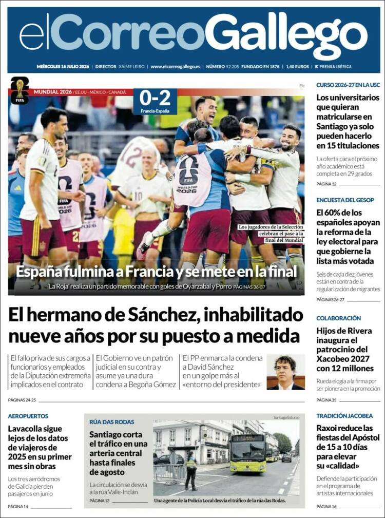 Portada de El Correo Gallego (Espa&ntilde;a)