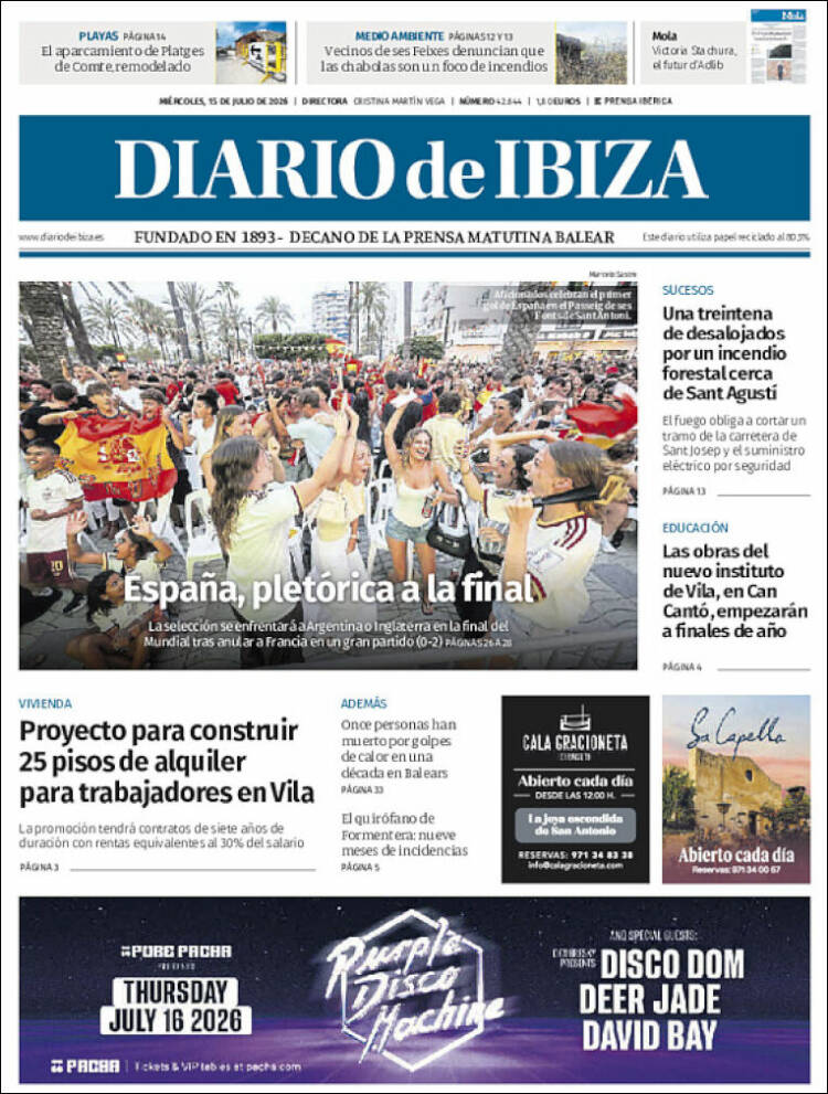 Portada de Diario de Ibiza (Espa&ntilde;a)