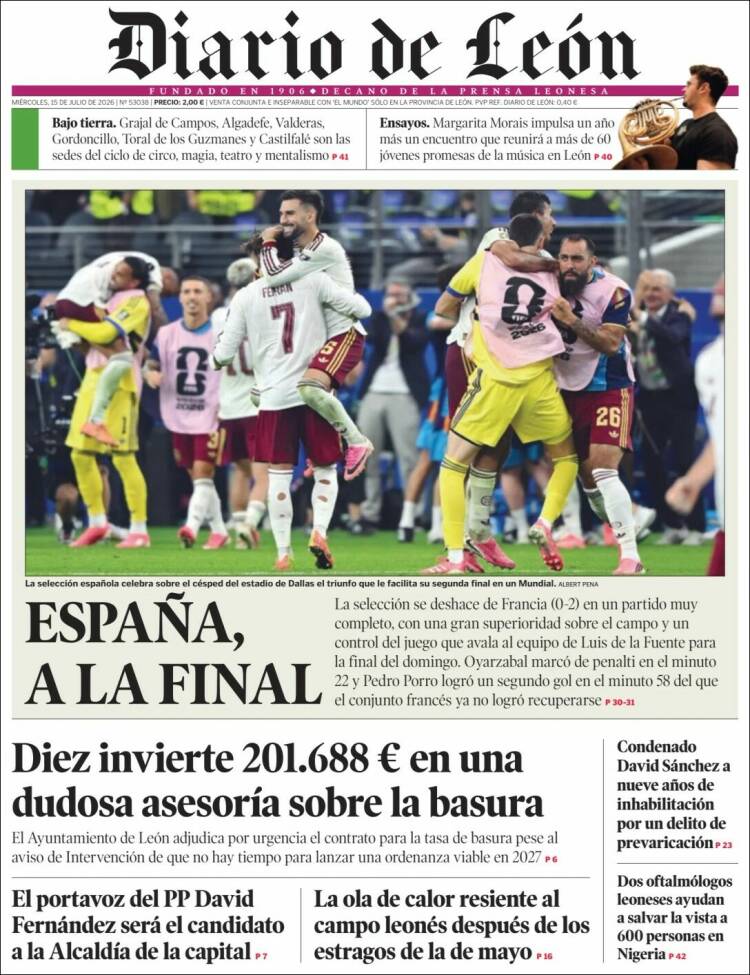 Portada de Diario de León (Espa&ntilde;a)