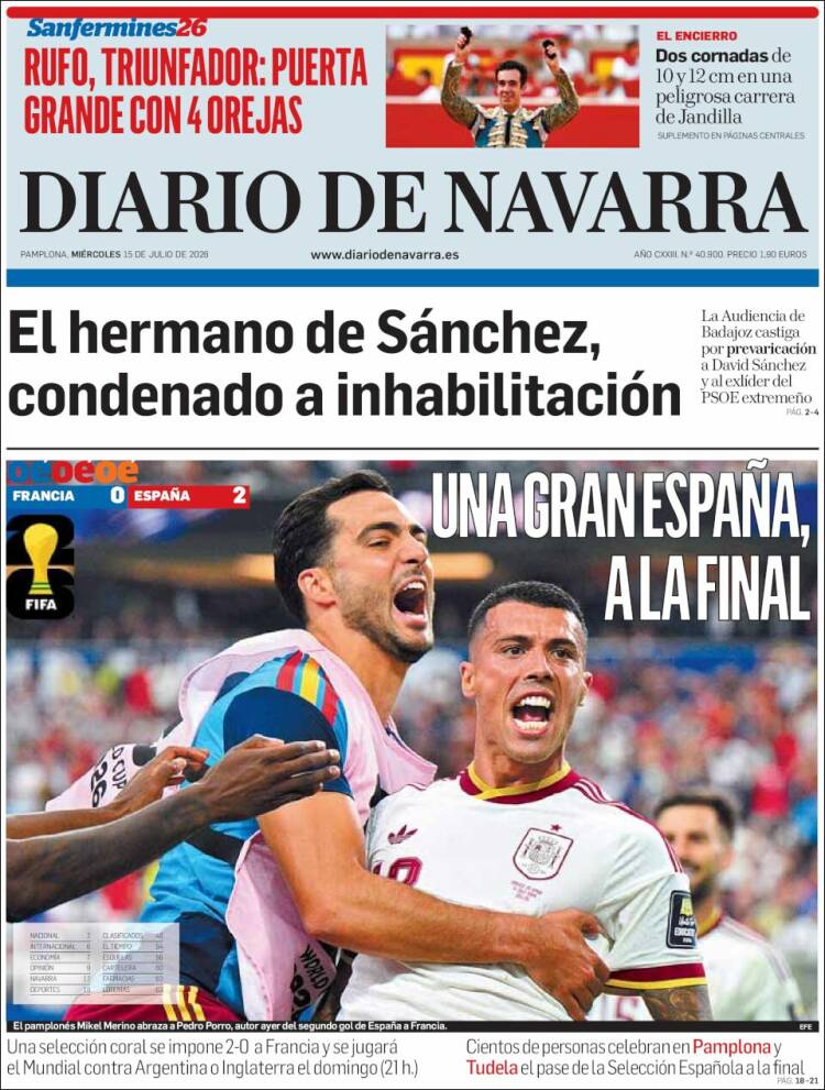 Portada de Diario de Navarra (Espa&ntilde;a)