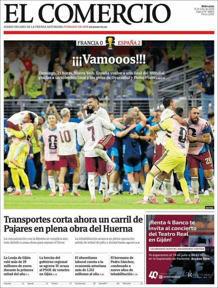 Portada de El Comercio - Gijón (Espa&ntilde;a)