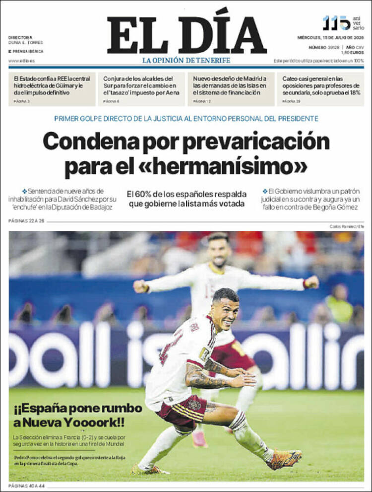 Portada de El Día (Espa&ntilde;a)