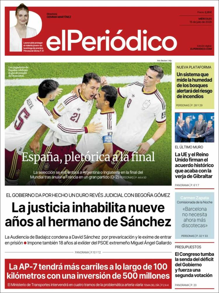 Portada de El Periódico (Espa&ntilde;a)