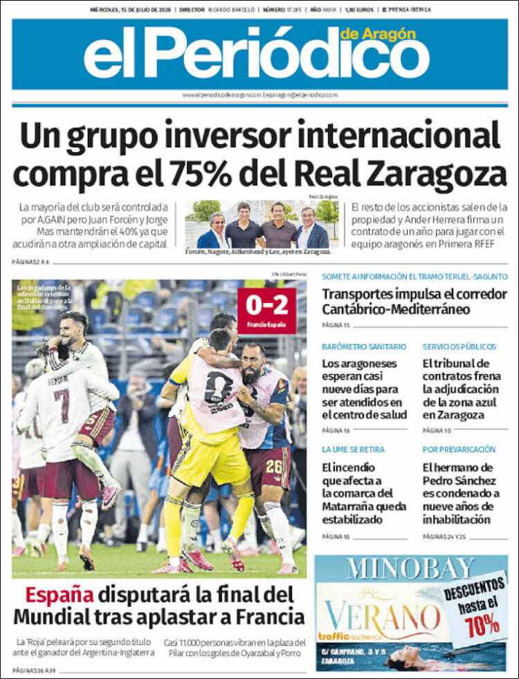 Portada de El Periódico de Aragón (Espa&ntilde;a)