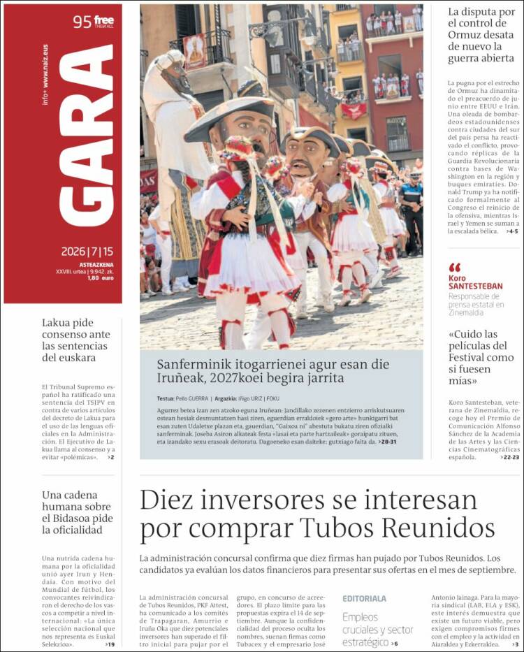 Portada de Gara (Espa&ntilde;a)