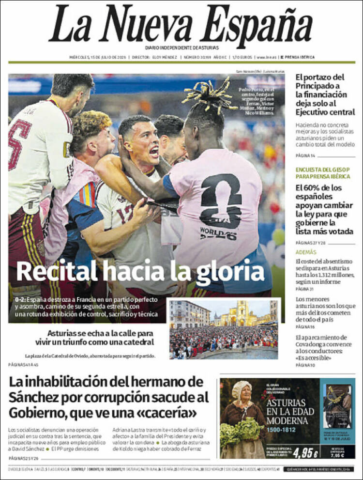 Portada de La Nueva España (Espa&ntilde;a)