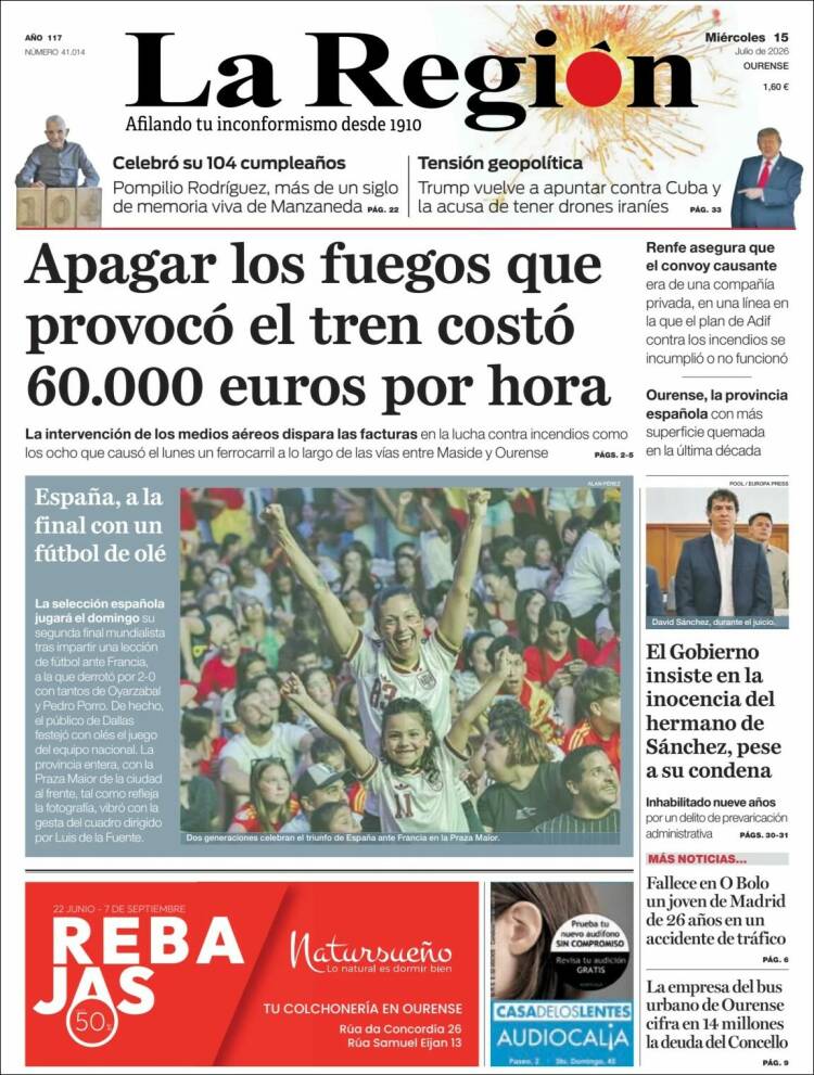 Portada de La Región de Ourense (Espa&ntilde;a)
