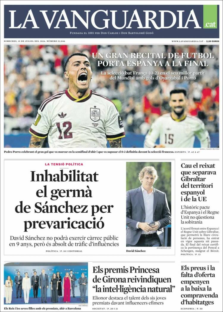 Portada de La Vanguardia (Espa&ntilde;a)
