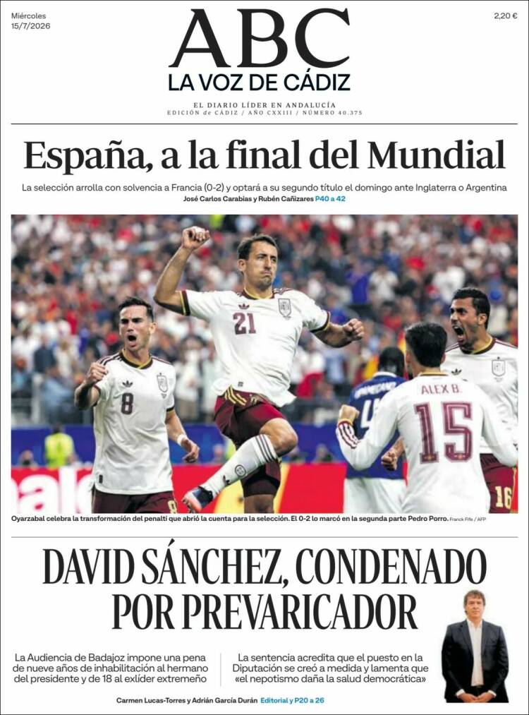 Portada de La Voz de Cádiz (Espa&ntilde;a)