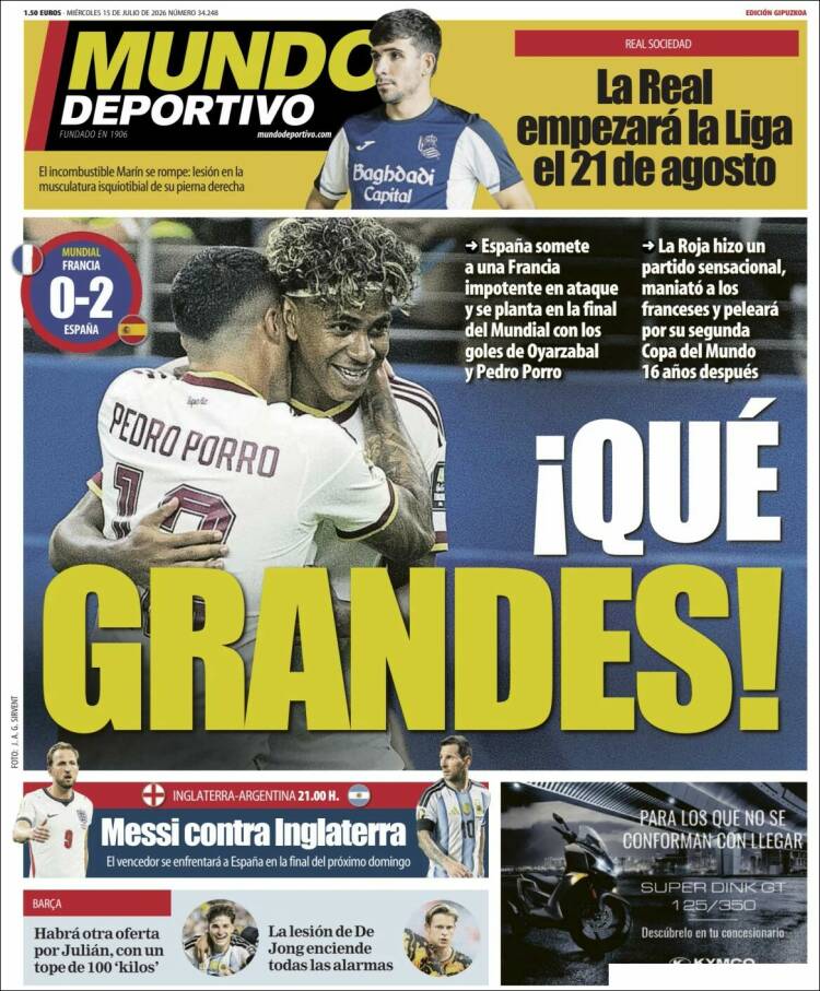 Portada de Mundo Deportivo Gipuzkoa (Espa&ntilde;a)