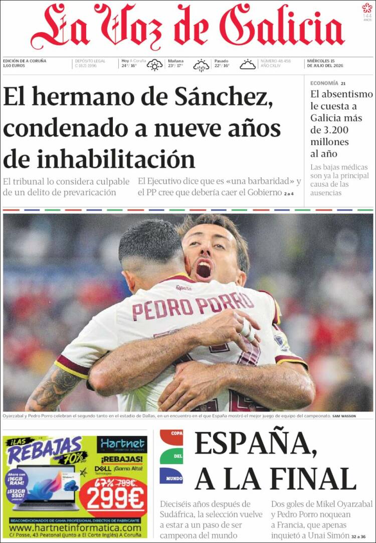 Portada de La Voz de Galicia (Espa&ntilde;a)