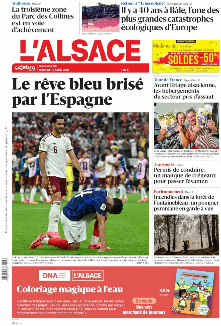 Portada de Journal L'Alsace (Francia)