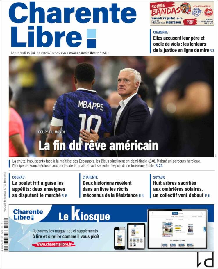 Portada de Charente Libre (Francia)