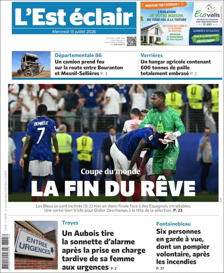 Portada de L'Est Eclair (Francia)