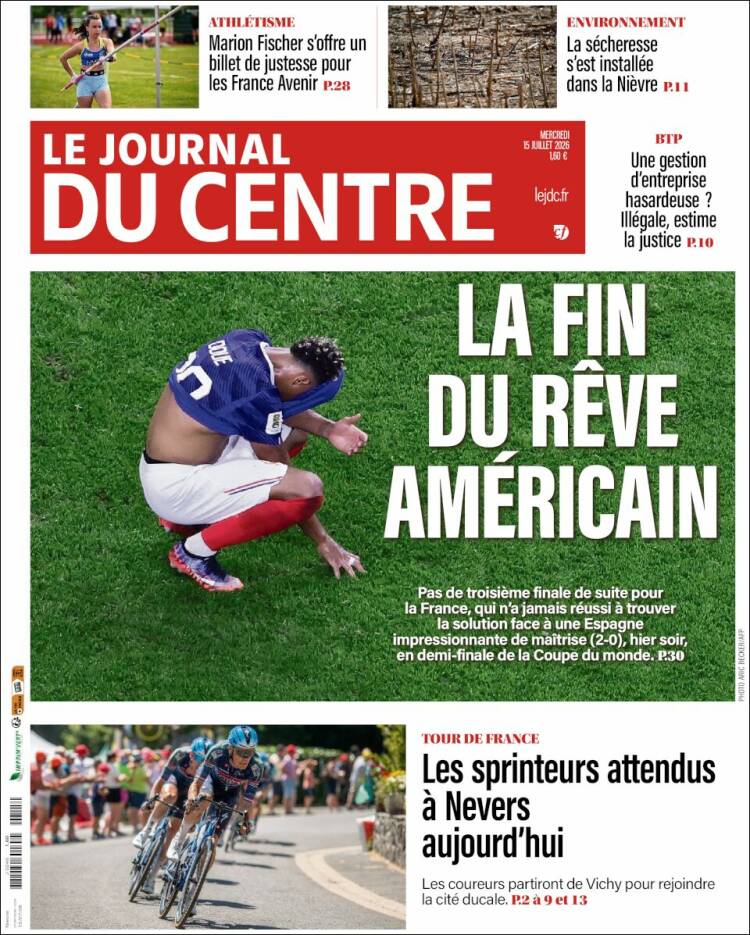 Portada de Le Journal du Centre (Francia)