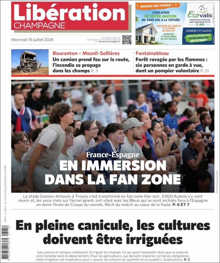 Portada de Libération Champagne (Francia)