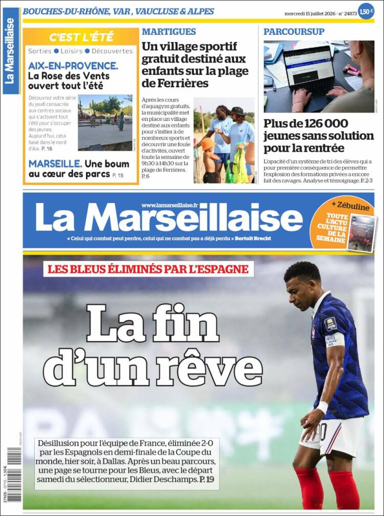 Portada de La Marseillaise (Francia)