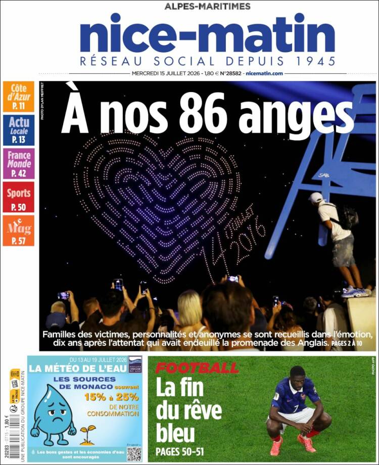 Portada de Nice-Matin (Francia)