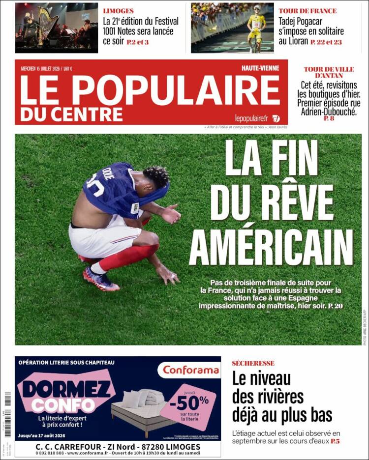 Portada de Le Populaire du Centre (Francia)