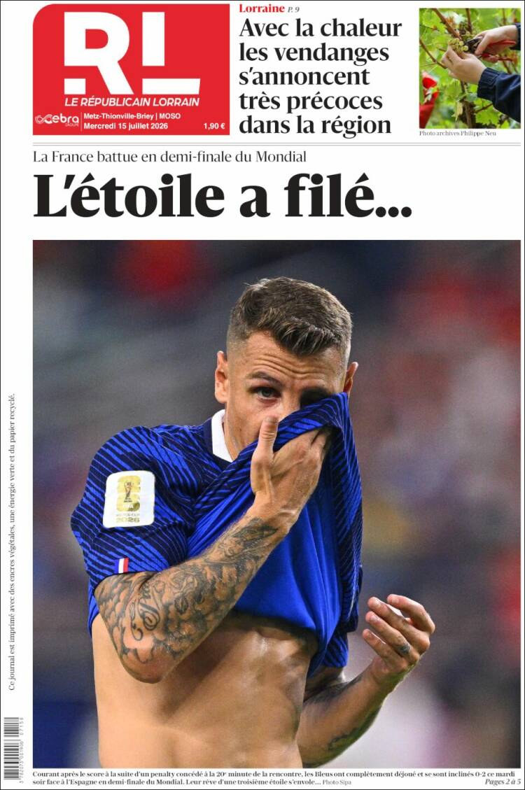 Portada de Le Republicain Lorrain (Francia)