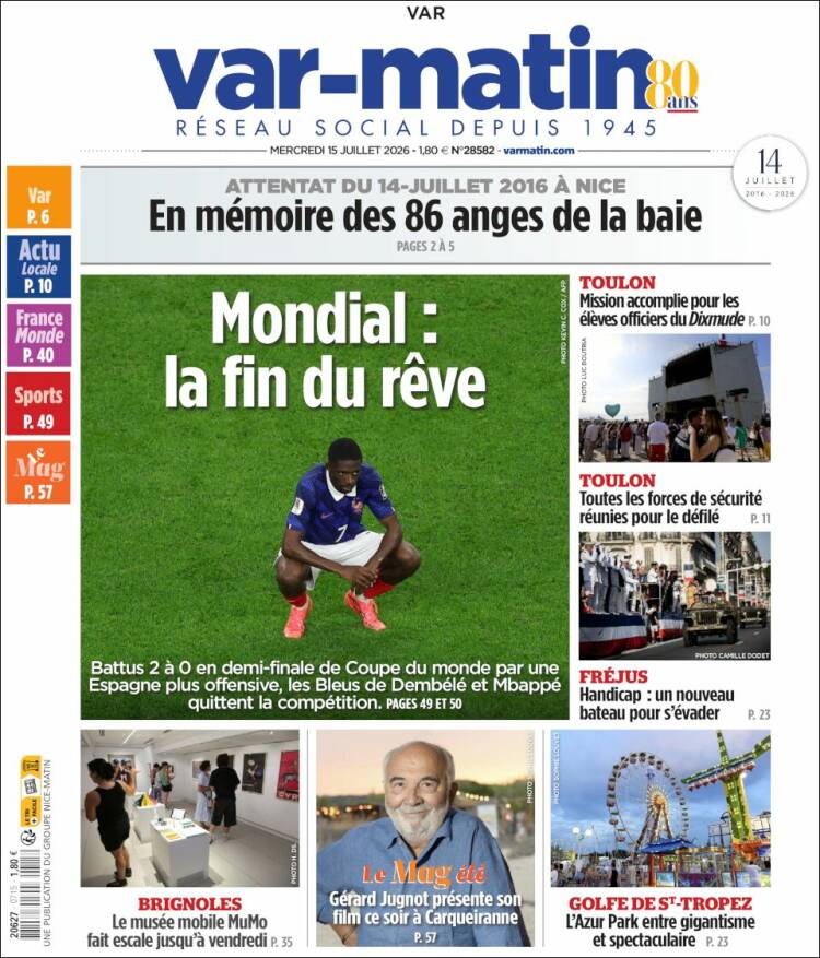 Portada de Var-Matin (Francia)