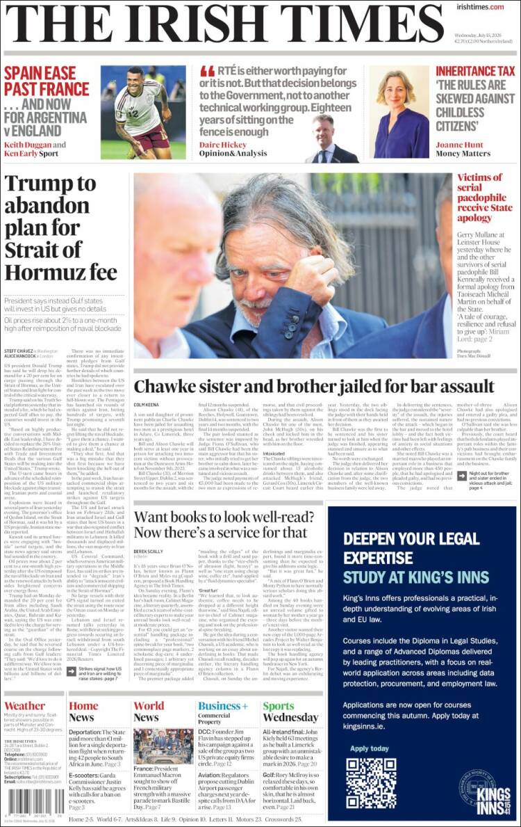 Portada de Irish Times (Ireland)