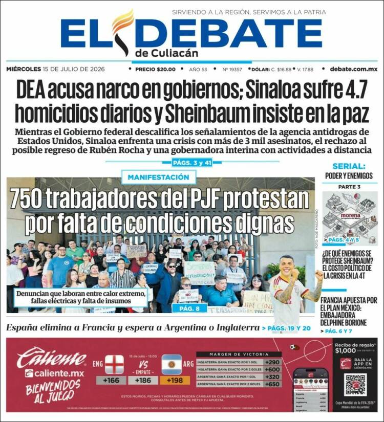 Portada de El Debate de Culiacán (M&eacute;xico)