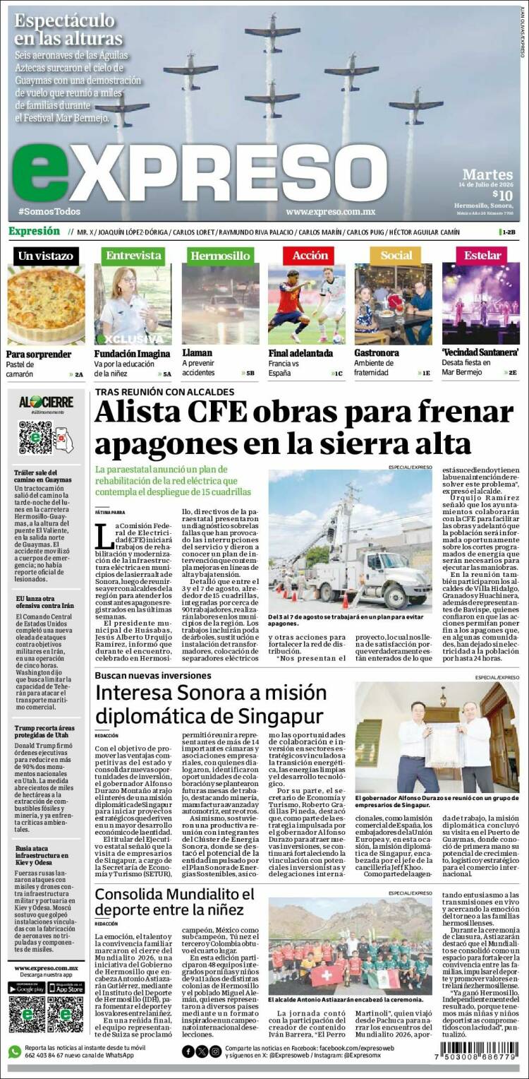Portada de Expreso (M&eacute;xico)