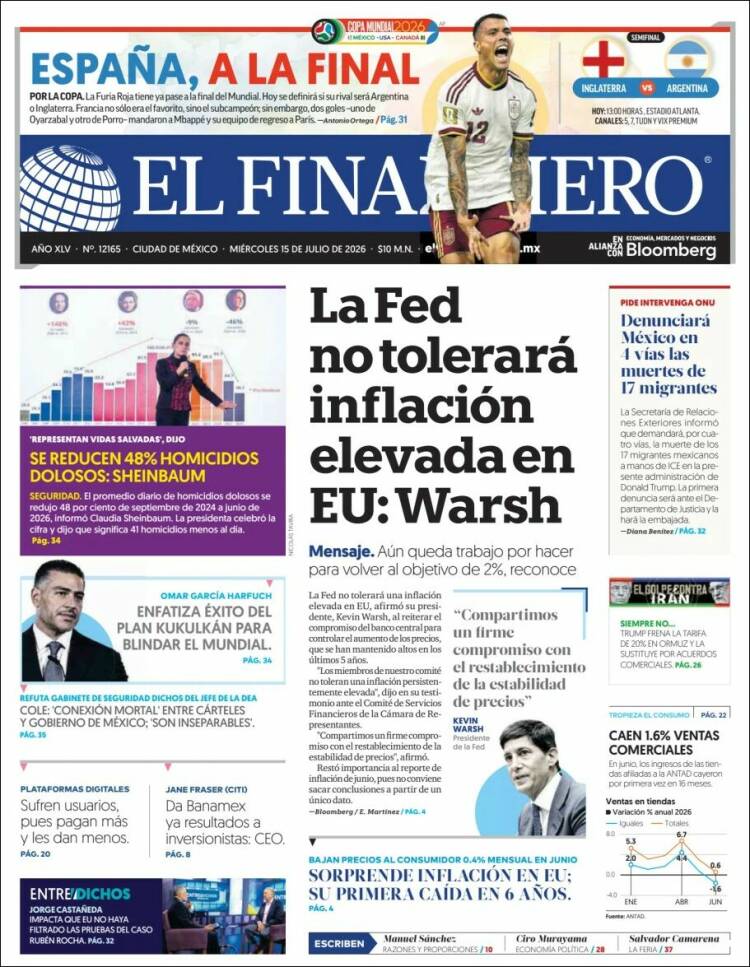 Portada de El Financiero (M&eacute;xico)