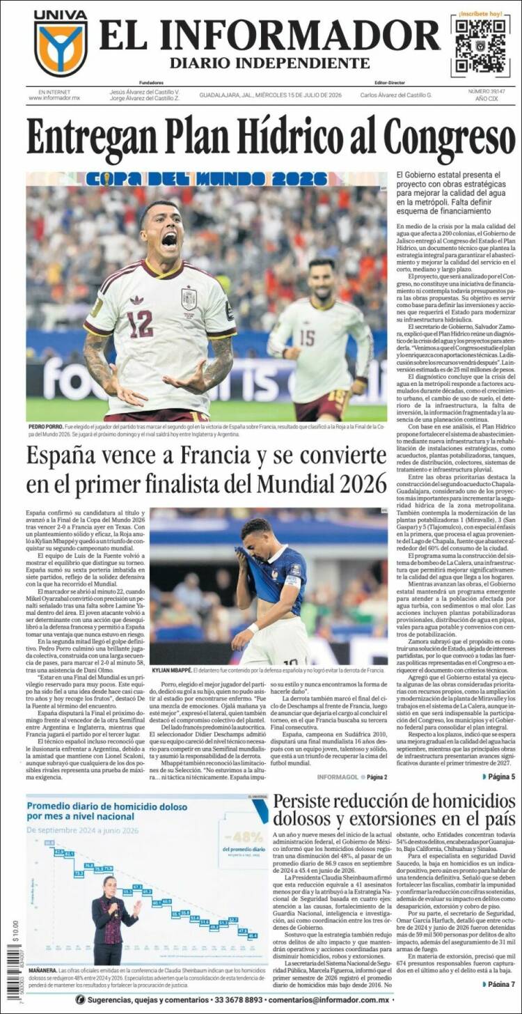 Portada de El Informador (M&eacute;xico)