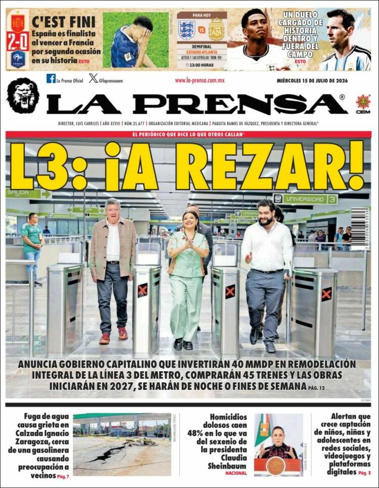 Portada de La Prensa (M&eacute;xico)