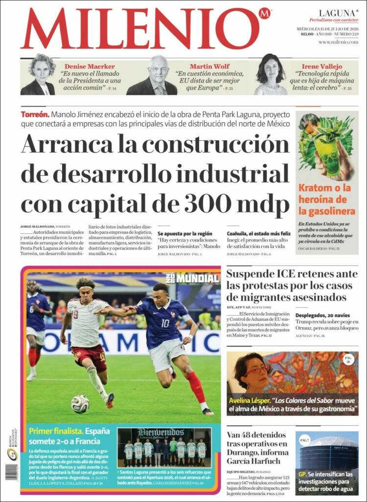 Portada de Milenio - Laguna (M&eacute;xico)
