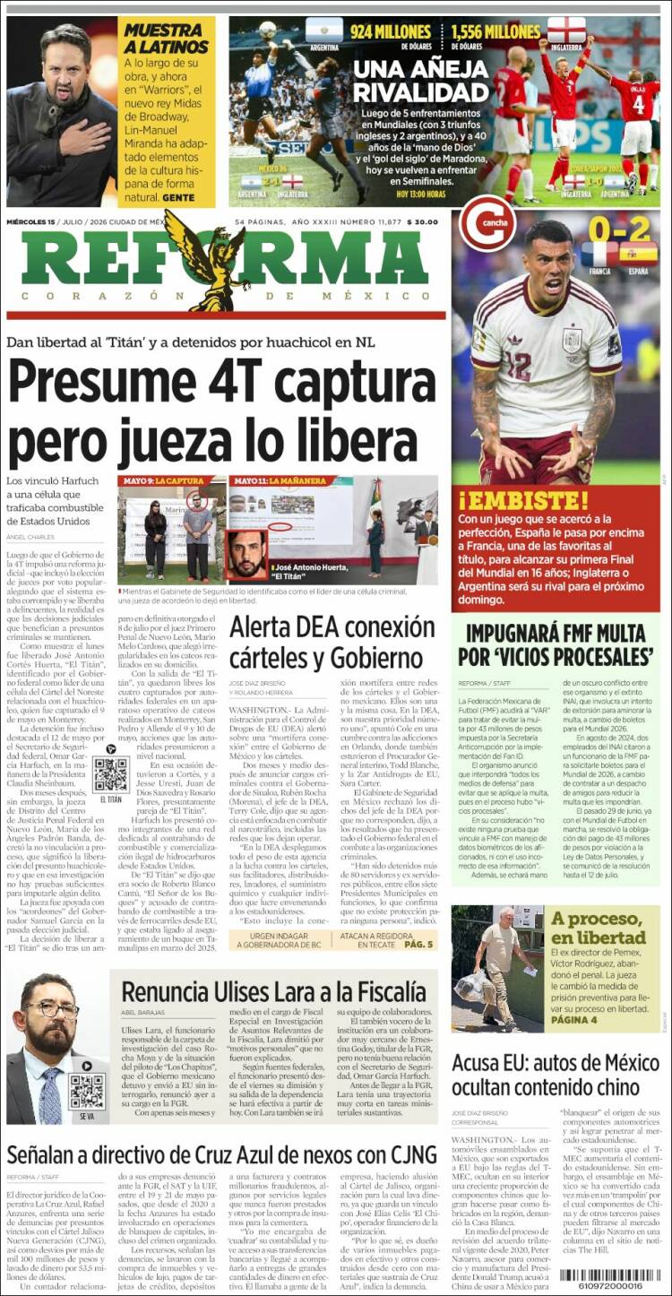 Portada de Reforma (M&eacute;xico)