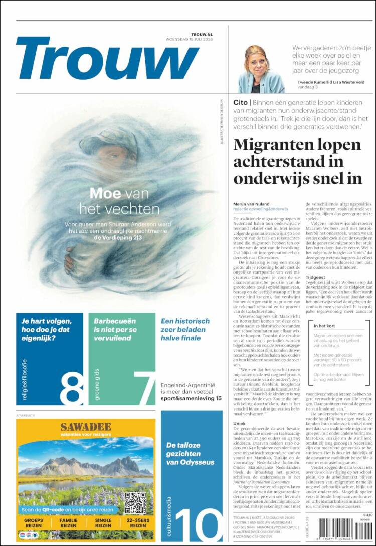 Portada de Trouw (Pa&iacute;ses Bajos)