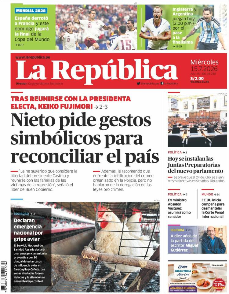 Portada de La Republica (Per&uacute;)