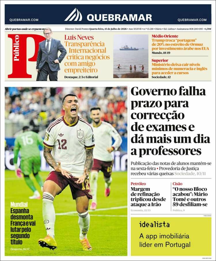 Portada de Público (Portugal)