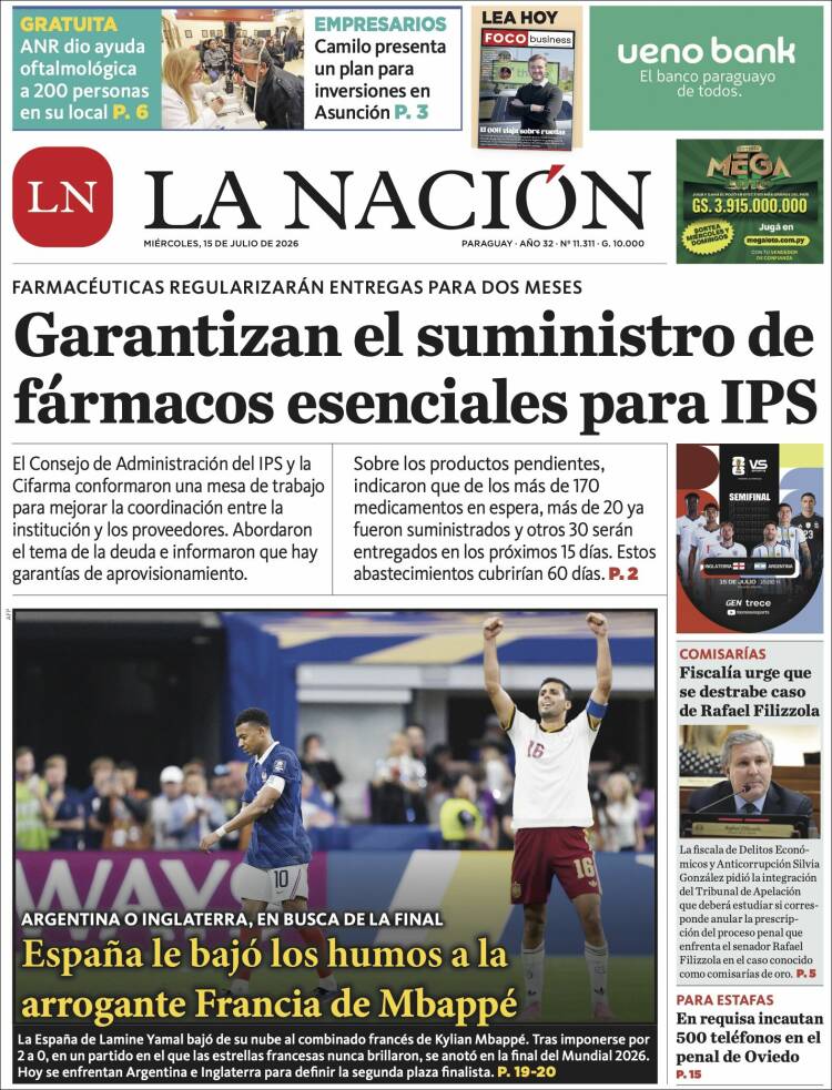 Portada de La Nación (Paraguay)